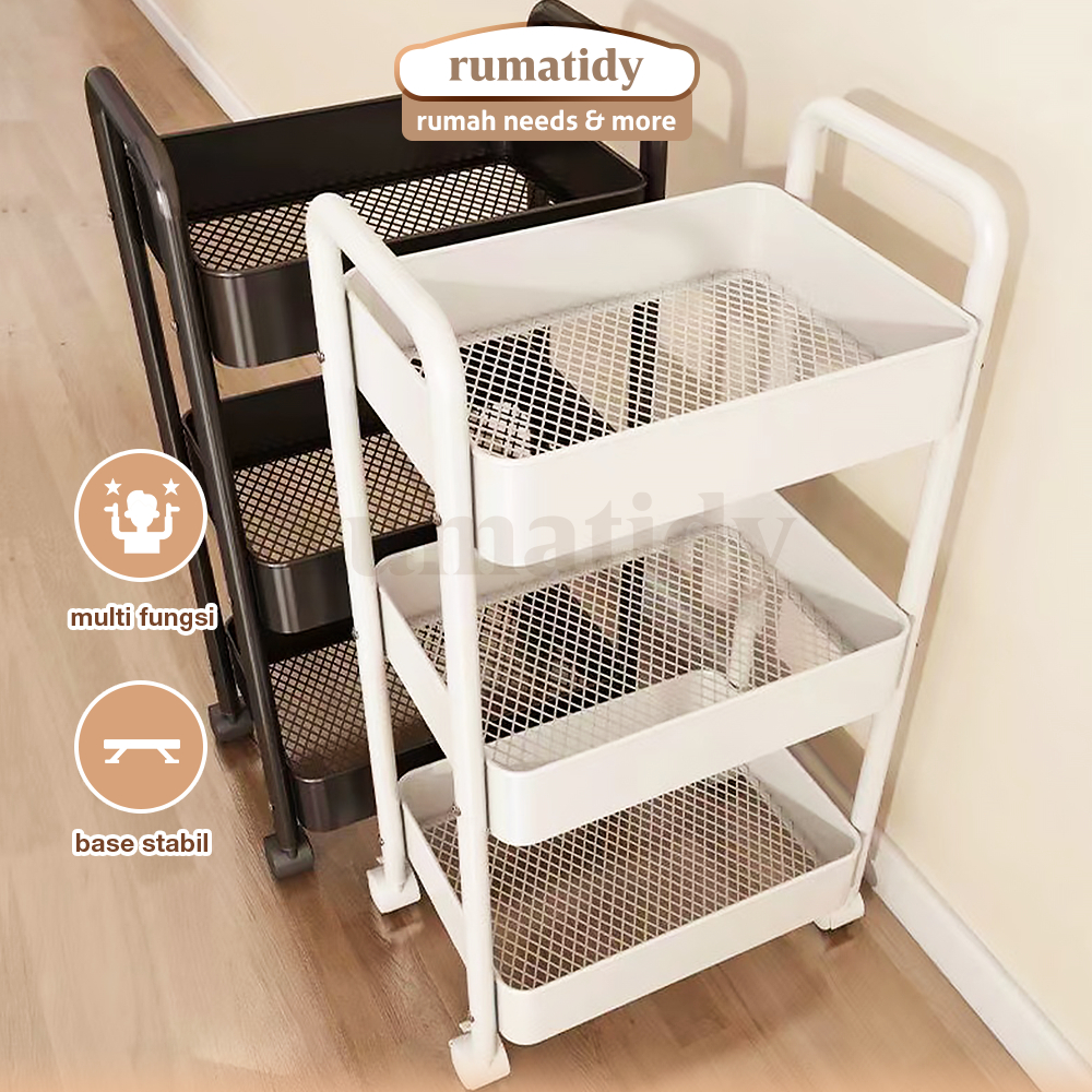 RUMATIDY - Rak Troli Dapur Susun 4 Tingkat Serbaguna Bahan Besi Kokoh Anti Karat