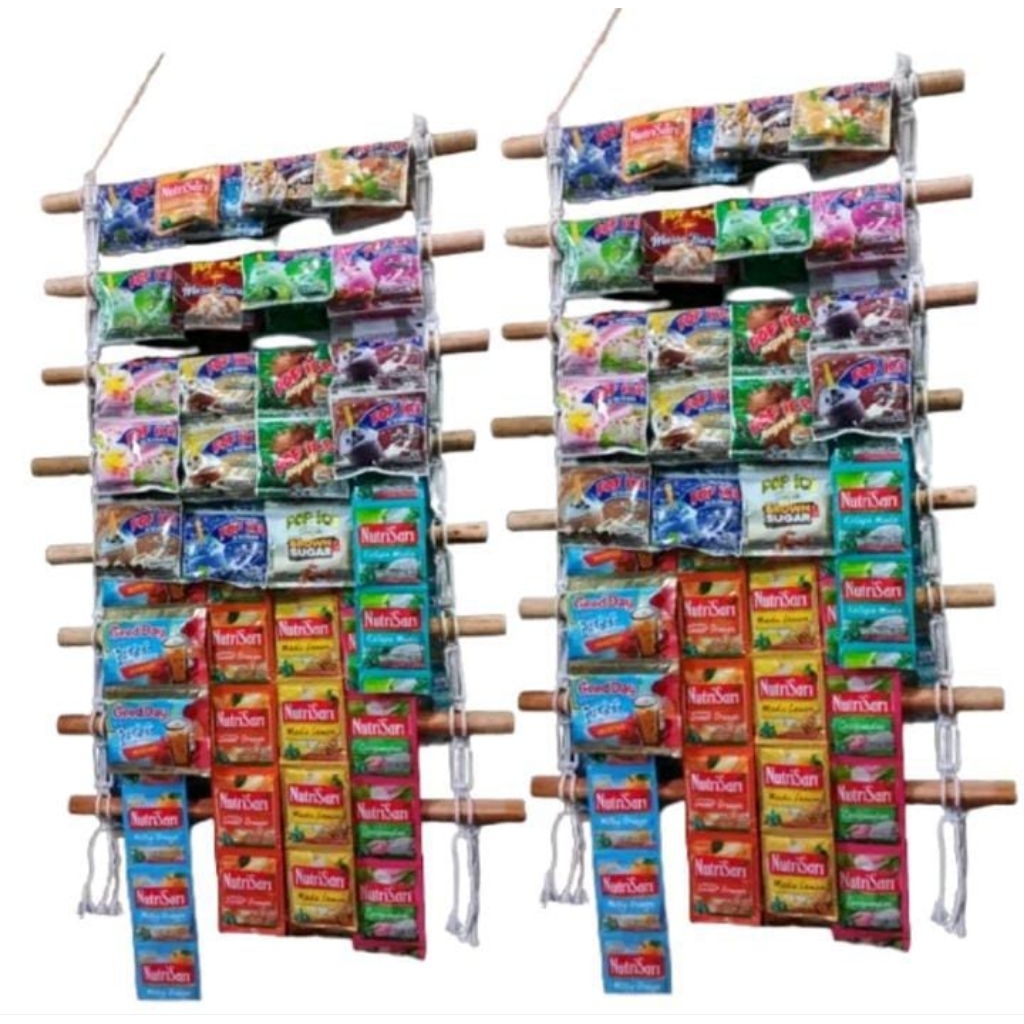 Rak Gantungan Snack Warung 10 Susun Jajanan Kopi Display Toko Rentengan Tempat Penyimpanan Aesthetic