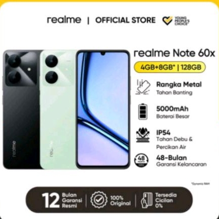 Realme Note 60x 4+8/64gb 5000mah battery/IP54 second