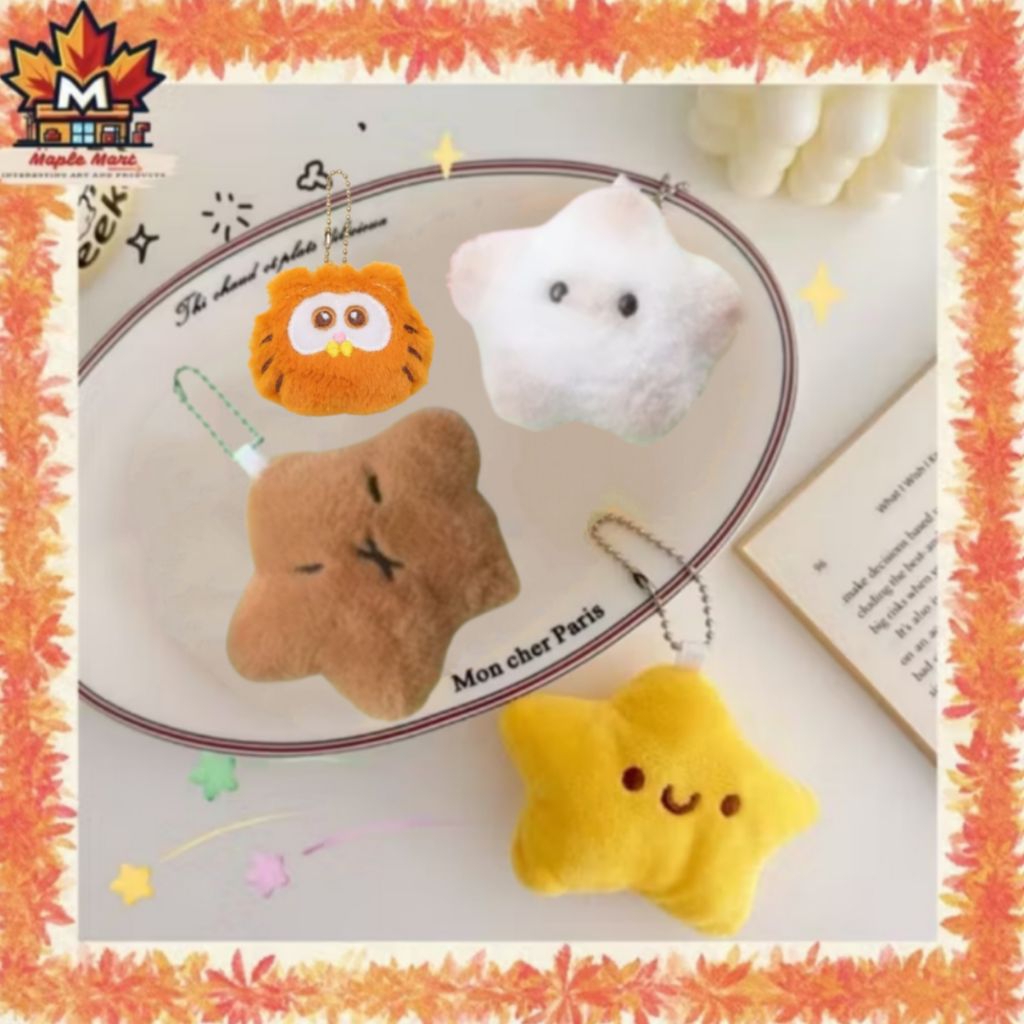 Maple GC - Boneka Bintang Kuning, Putih Capybara Coklat, Kucing Garfield + Rantai Biji Lada Silver /
