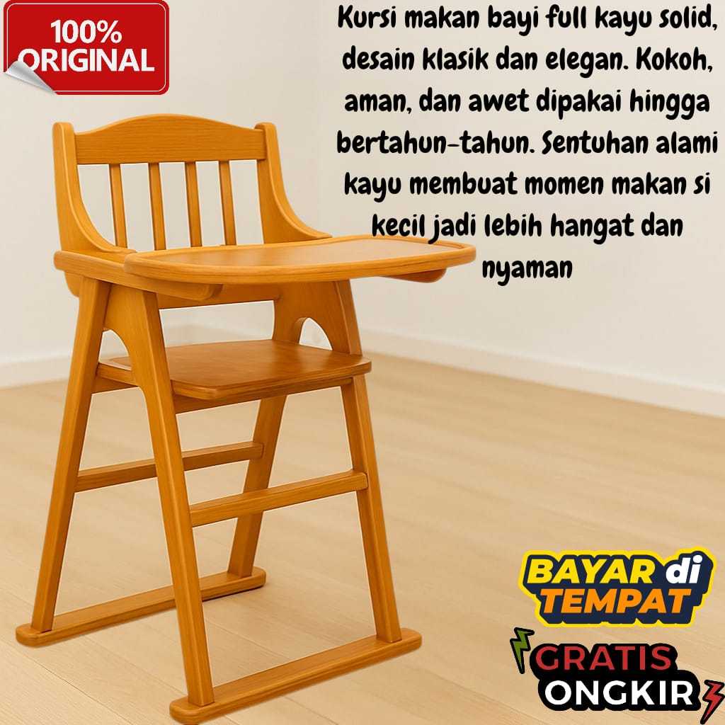 Kursi Makan Bayi 6 Bulan Dapat Lipat Meja Chair Portable Multifungsi Baby Seat Balita Kayu Sugar