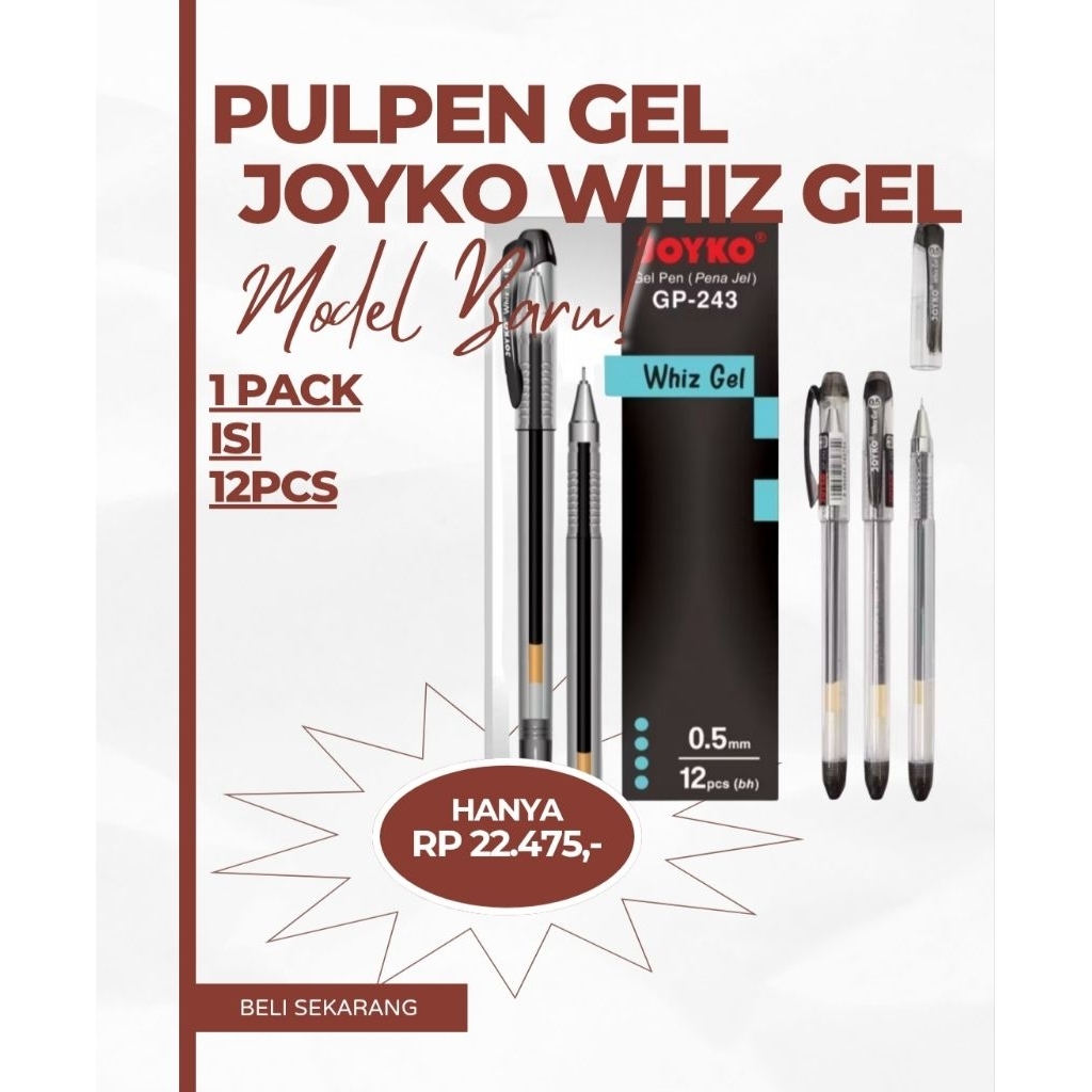 

1BOX ISI 12PCS - PULPEN GEL JOYKO WHIZ GEL