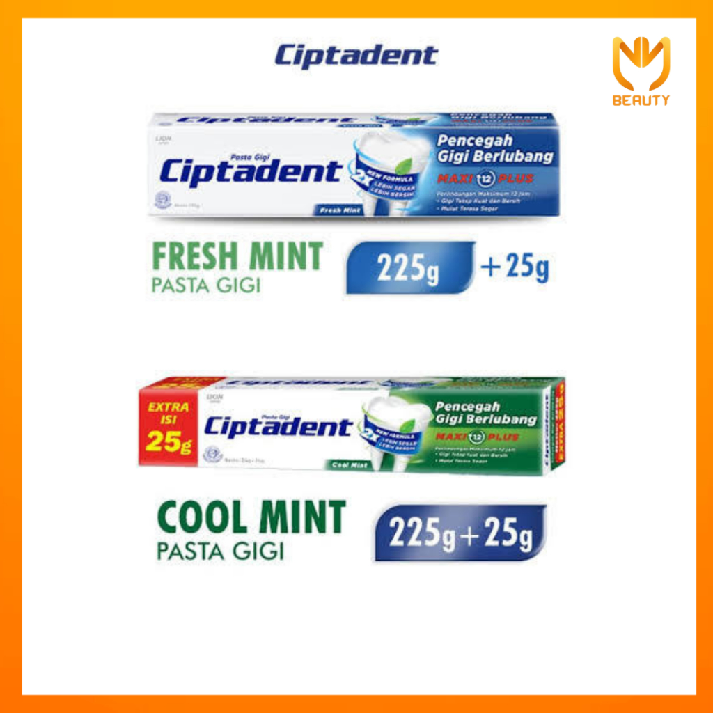 CIPTADENT  COOL MINT & FRESH MINT MAXI 12 PLUS 225GR PROMO + 25GR JUMBO