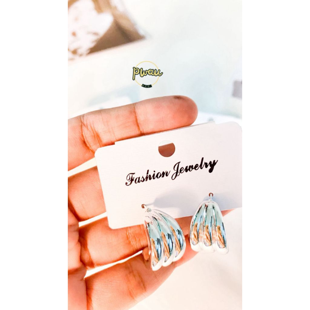 Anting hijab setengah bulat| Anting kekininian | anting viral  | perhiasan anting sederhana |
