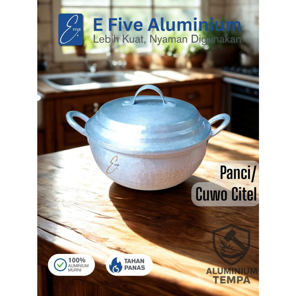 Panci (Cuwo Citel) Ukuran Sedang - Aluminium Tempa, Tebal, Kokoh, Tidak Berkarat, Aman dan Nyaman Di