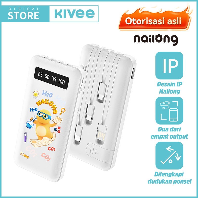 KIVEE Powerbank 10000mAh Fast Charge KV-PT113P Pro Cute Cartoon Nailong IP With Kabel Data Original