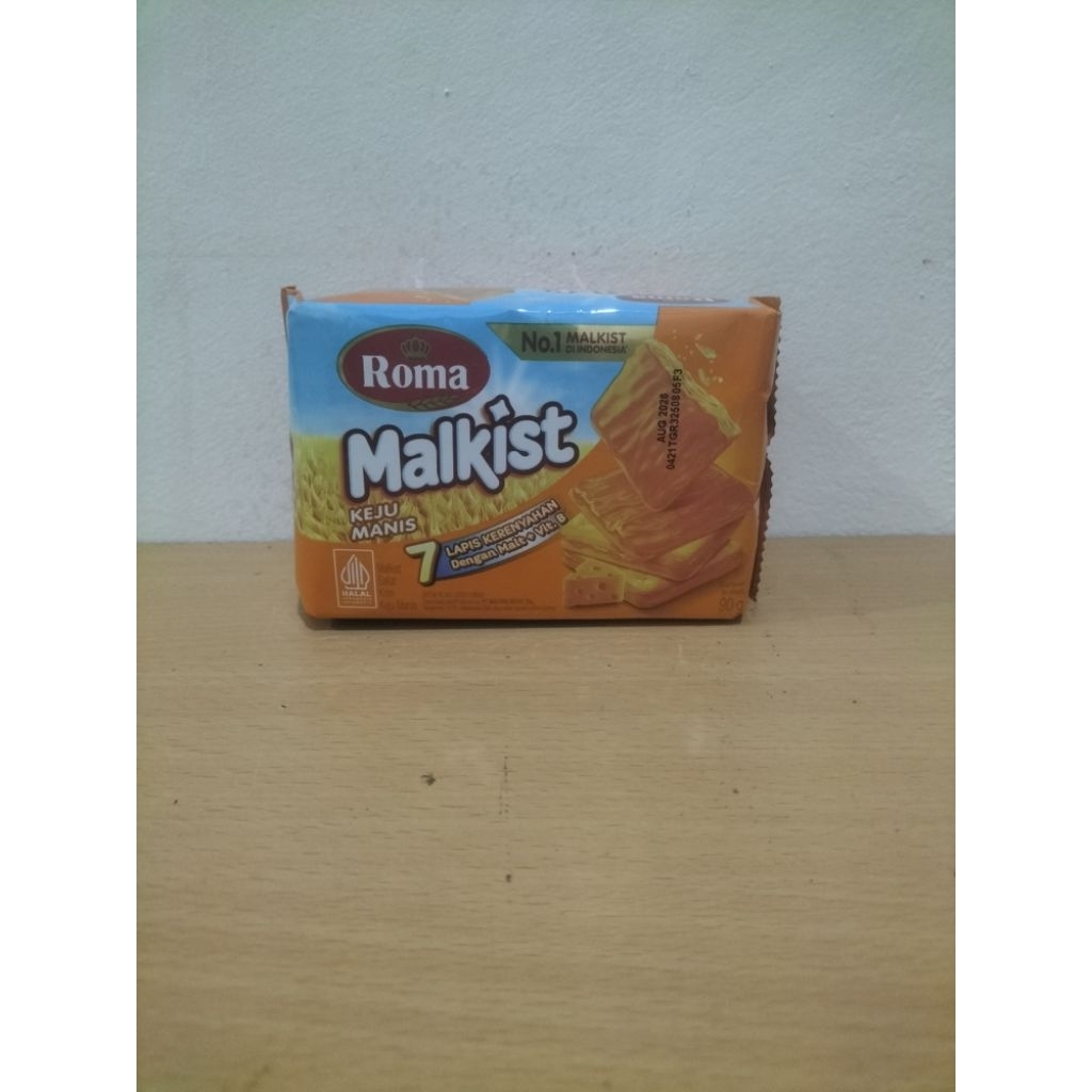 Roma Malkist Sweet Cheese – Biskuit Crackers Keju Manis (1Dus isi 30 pack)