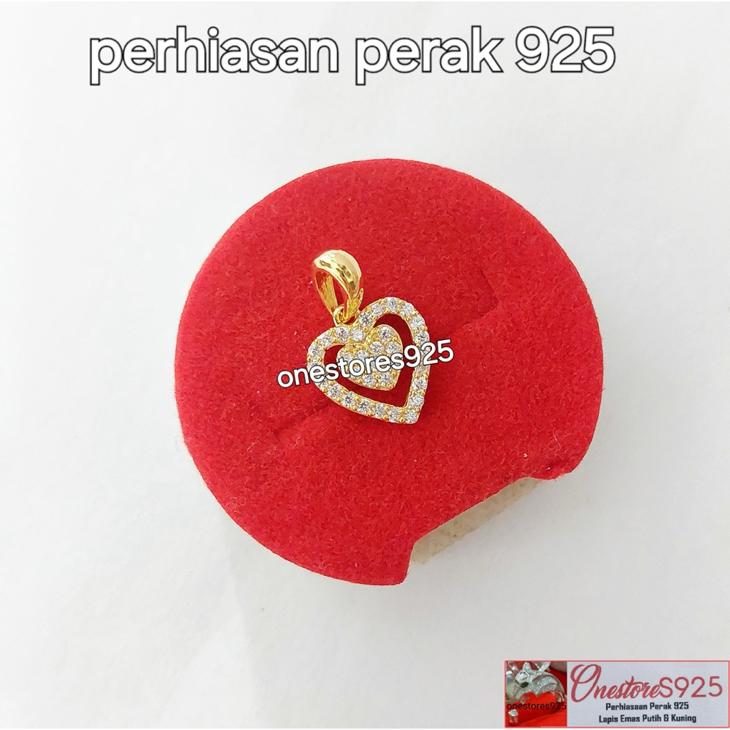 LIONTIN LOVE PERAK 925 LAPIS EMAS KUNING