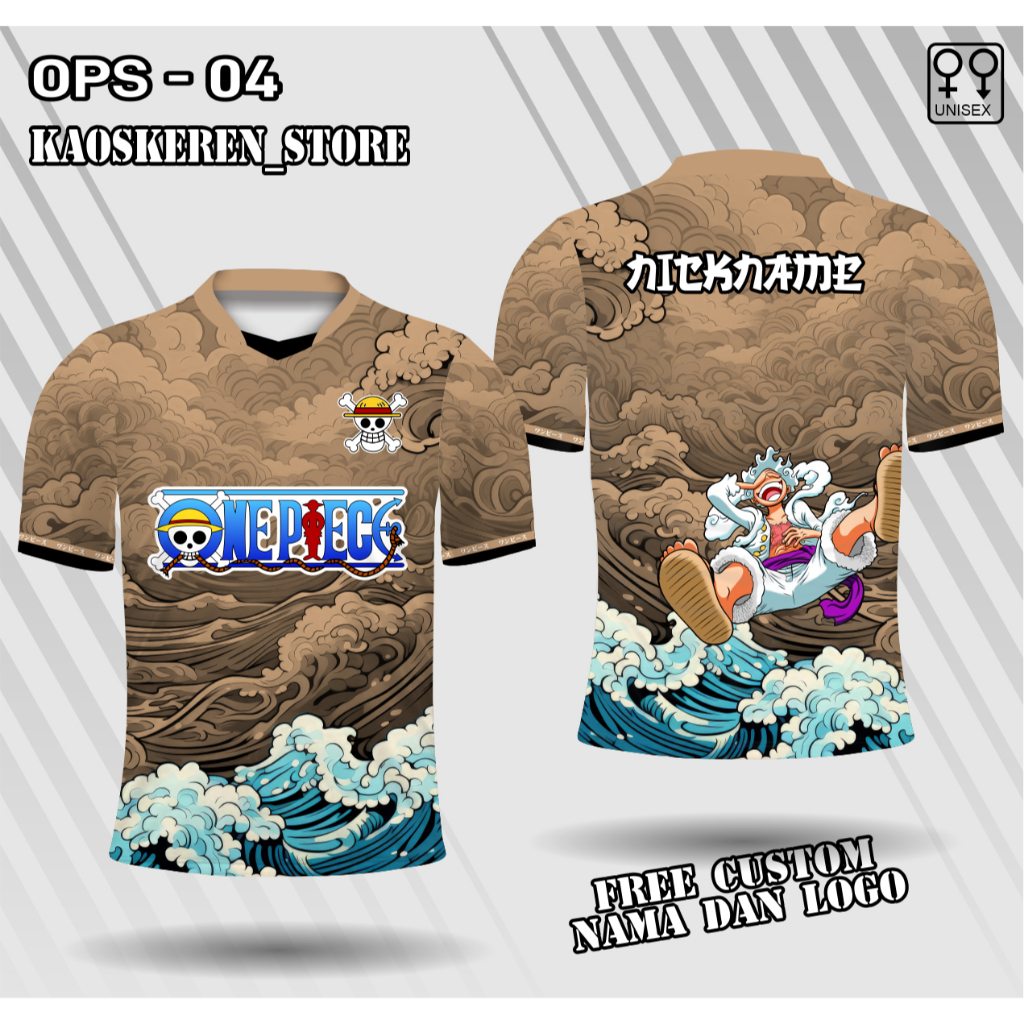 jersey monkey d lufffy baju onepiece kaos monkey d luffy gear five free custom