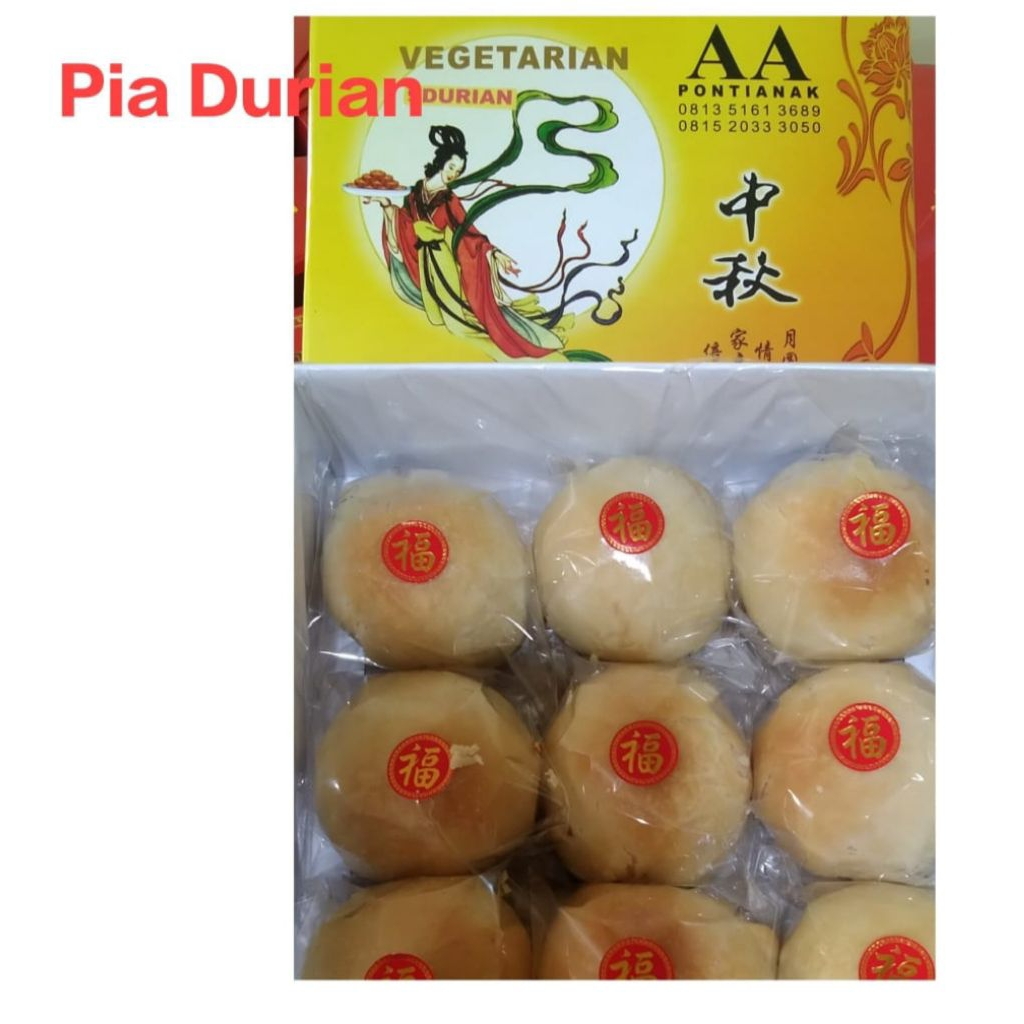 Kue Bulan AA VEGETARIAN ISI 9 DURIAN Khas pontianak kalbar