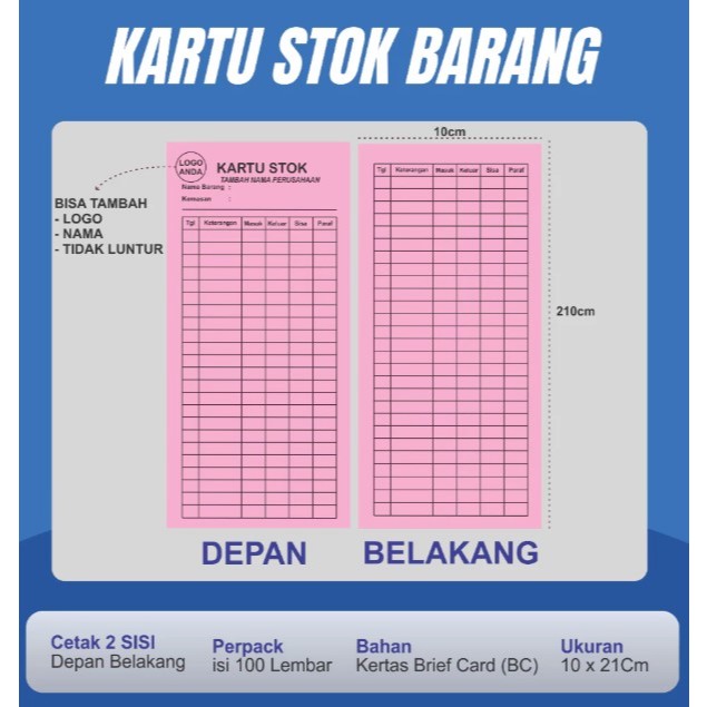 

Kartu Stok Murah Custom Isi 100Lbr