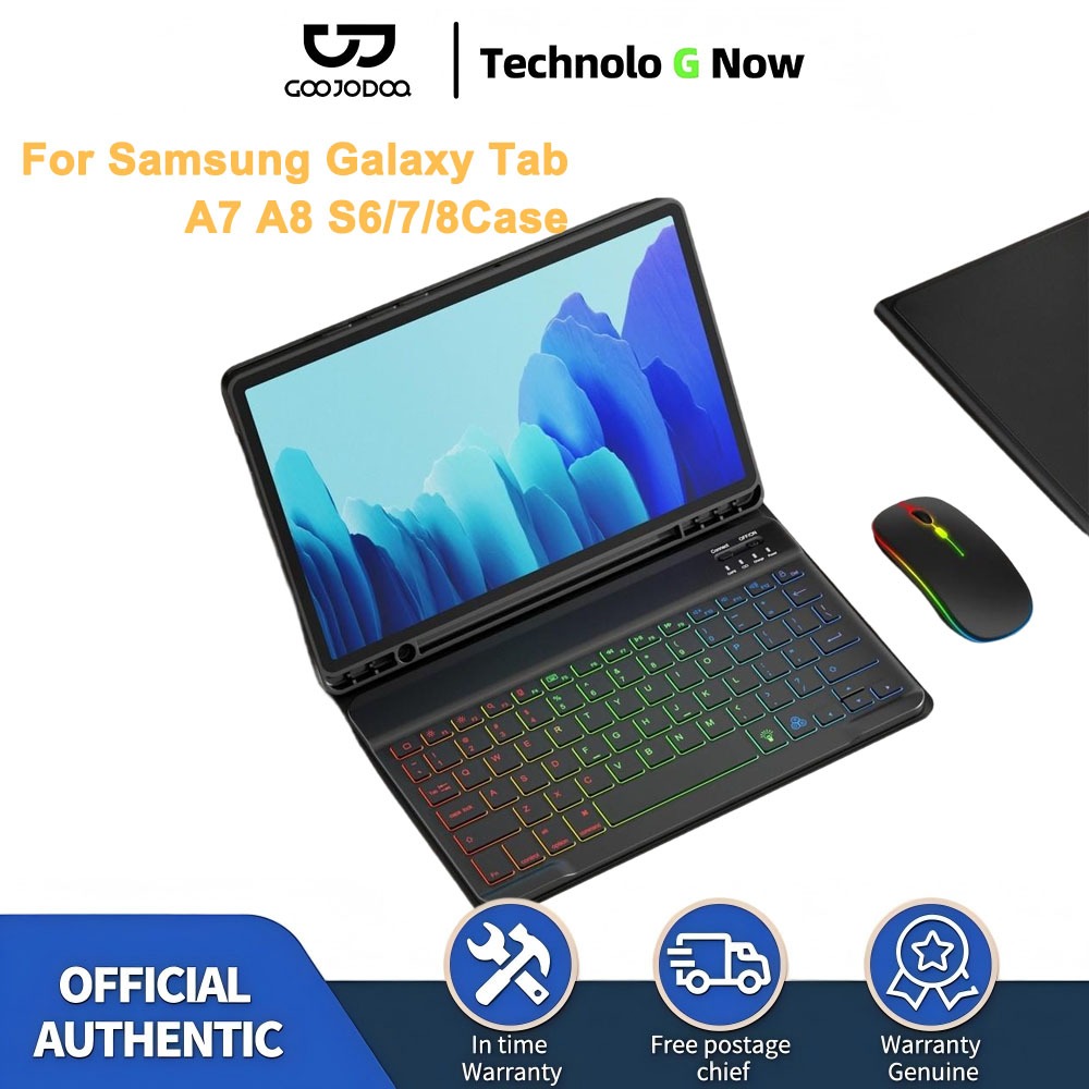 Goojodoq Case For Samsung Galaxy Tab A8 A9+ S7/8/9 Case Keyboard For Samsung Tab S6 Lite Case Rainbo