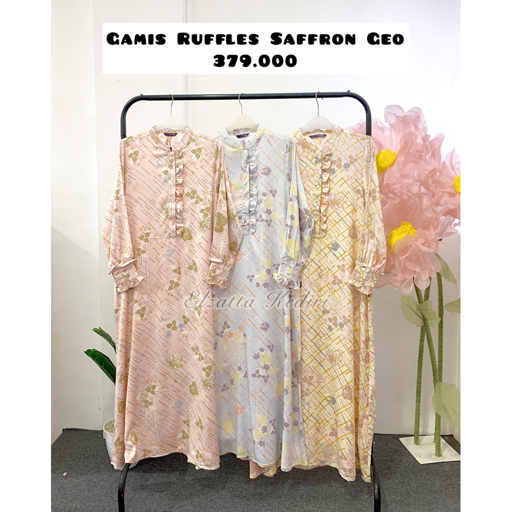 Gamis Ruffles Saffron Geo