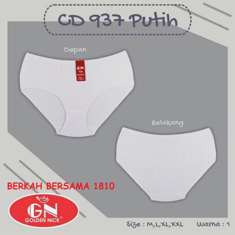 (3 Pcs) CD Golden Nick 937 Putih / Celana Dalam Wanita Golden Nick Warna Putih