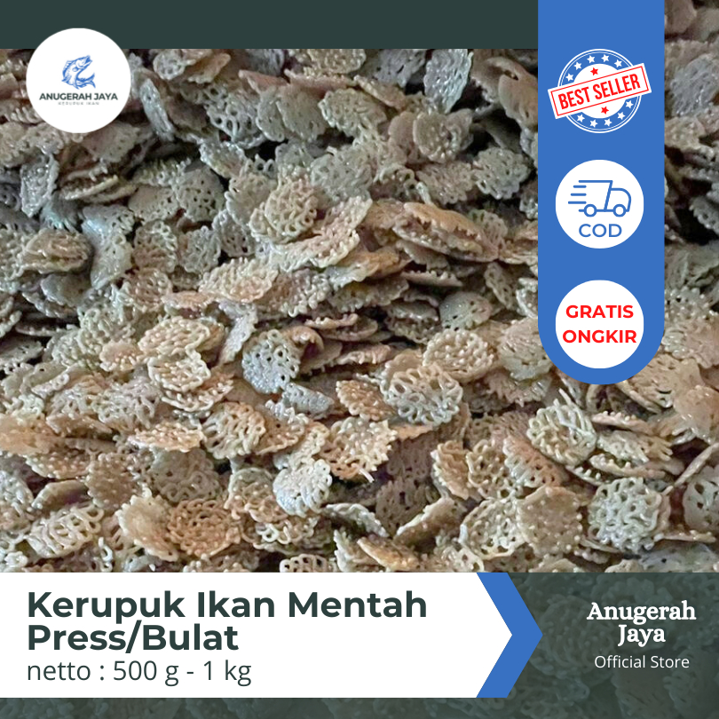 

AnugerahJaya Kerupuk Mentah Ikan Tenggiri Motif Bulat/Press | 1kg/2kg/5kg