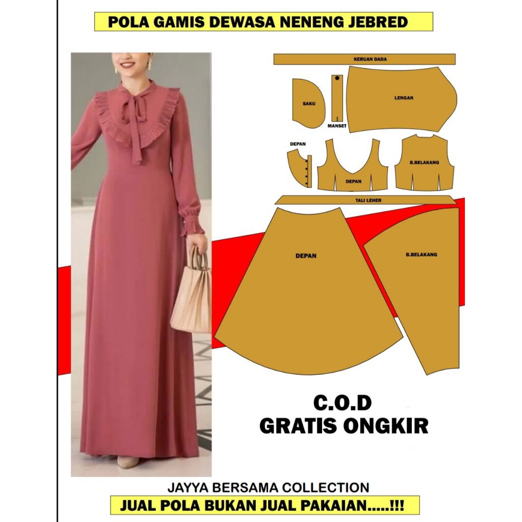 POLA GAMIS MUSLIMAH DEWASA MODEL