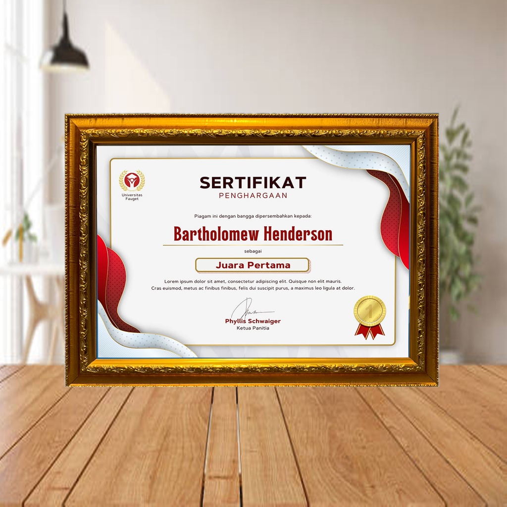 Frame Sertifikat A4 Bingkai Sertifikat A4 Pigura Sertifikat frame foto A4 bingkai 21x30cm Gold Ukir
