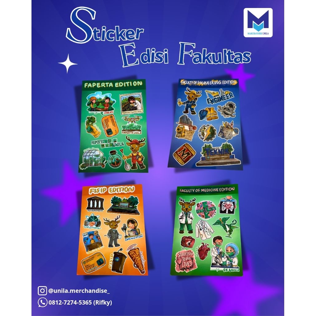 

Sticker Fakultas Pertanian FP, FT Teknik, FISIP, Kedokteran FK Sticker Unila Universitas Lampung
