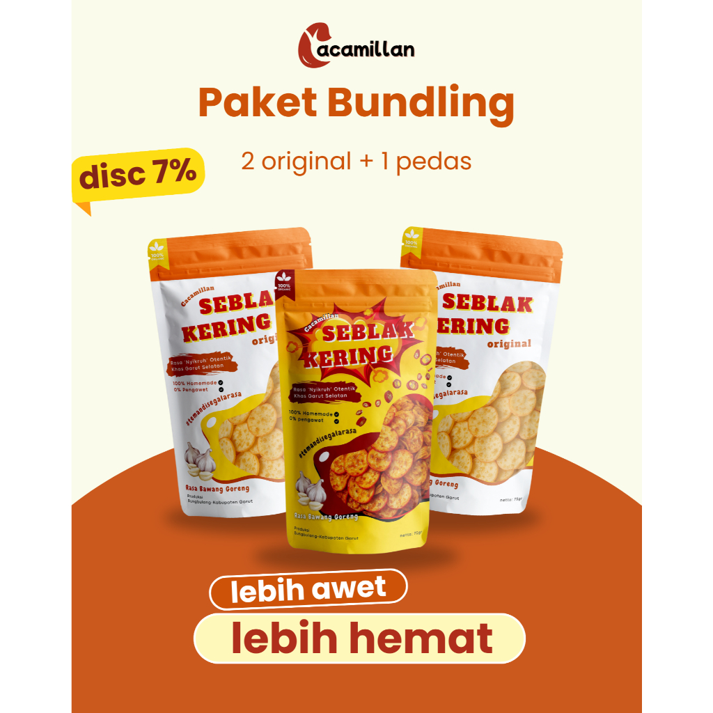 

CACAMILLAN | Seblak Kering | Bundling 2 Original + 1 Pedas