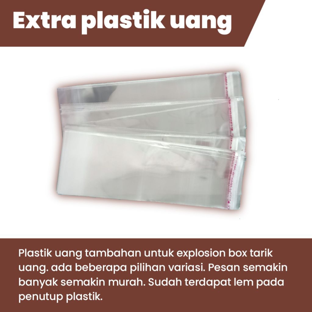 Extra plastik uang untuk explosion box tarik uang