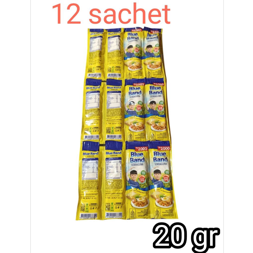 12 sachet 20 gr BLUE BAND SERBAGUNA SACHET Rp. 2000