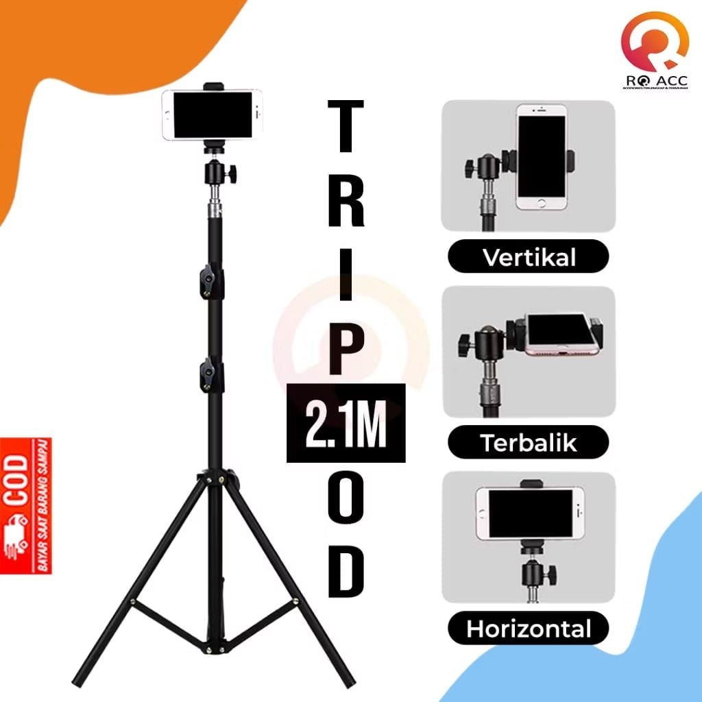 [PROMO TERBAIK] TRIPOD HP 2 METER + Holder Tripot Hape Multifungsi Konten Sosial Media Tripod