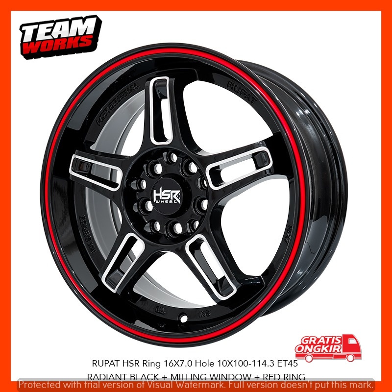 VELG HSR RUPAT RING16 BUAT MOBIL EXPANDER CROSS LUXIO COMPASS VELG RING16 LEBAR 7 RADIAN BLACK MW RR
