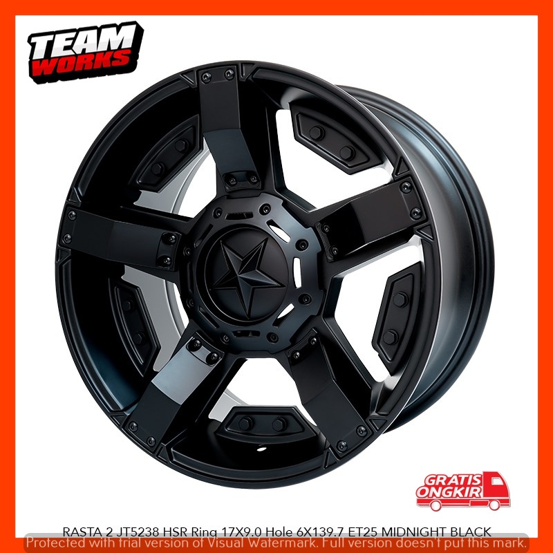 VELG HSR RASTA 2 JT5238 RING17 BUAT MOBIL SUBURBAN STARIA MONTERO VELK RING17 LEBAR 9 MIDNIGHT BLACK