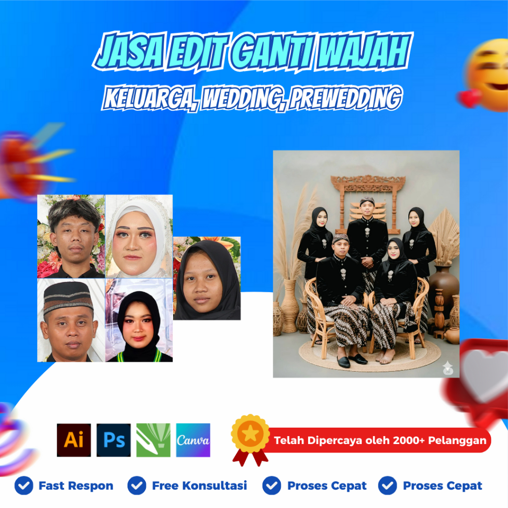 Jasa Edit Ganti Wajah – Untuk keluarga, Wedding, Prewedding & Foto Kenangan
