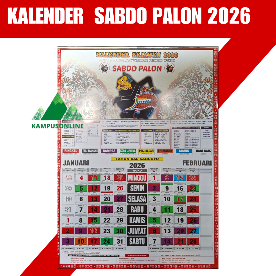 KALENDER 2026 - KALENDER JAWA 2026 SABDO PALON - TANGGALAN JAWA