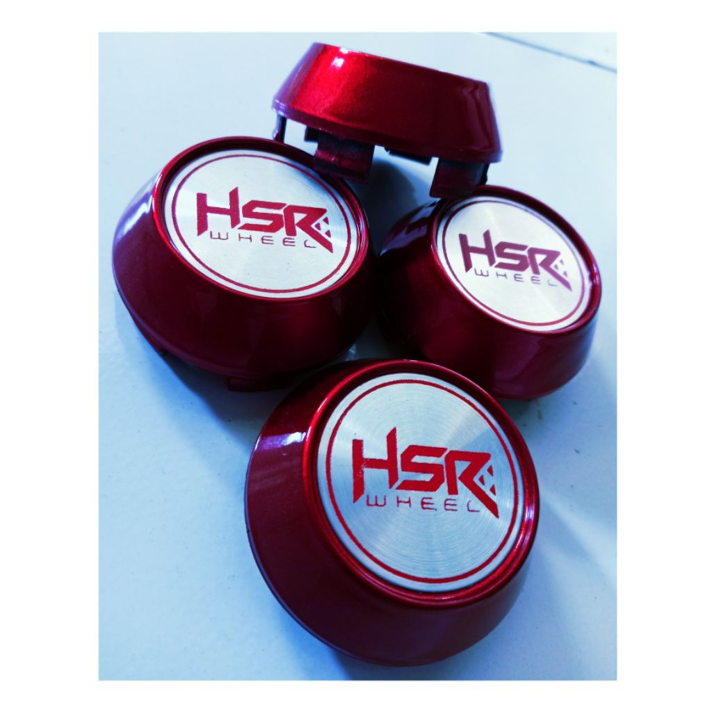 Dop center velg logo HSR Merah. Variasi kerucut Merah. Diameter 6,5 cm