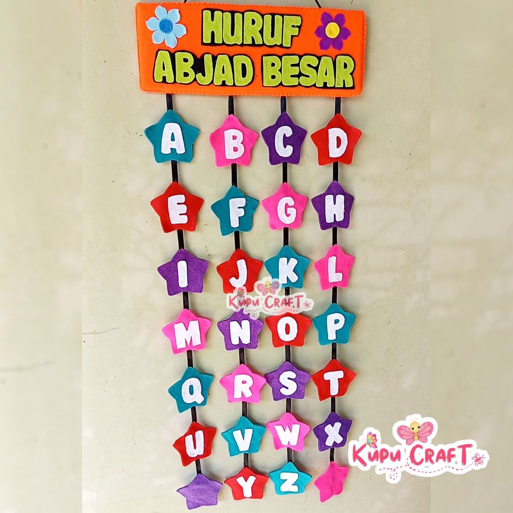 Hiasan dinding kelas HURUF ABJAD/  gantungan dinding BINTANG  huruf abjad