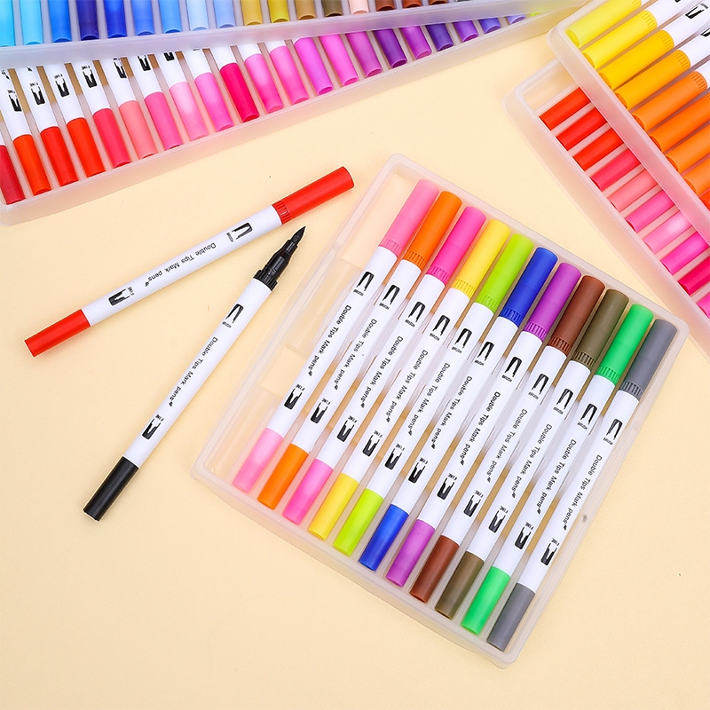 

【COD】Spidol Akrilik 2 Ujung (Dual Tip) - Permanent, Cepat Kering untuk Drawing, Painting, Kerajinan 12/36/60/80/100 Colors Ready Stock