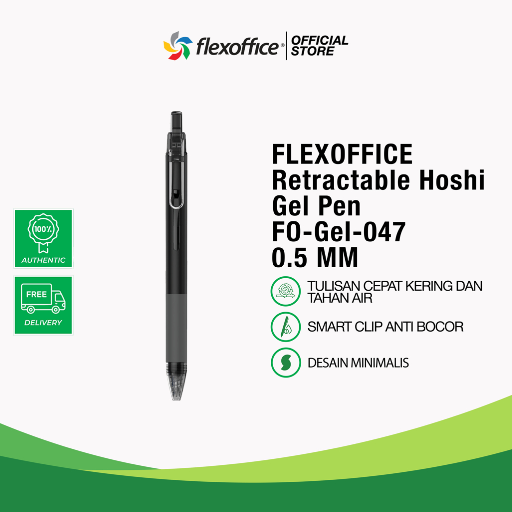 

FLEXOFFICE RETRACTABLE HOSHI GEL PEN FO-GEL-047 0.5 MM style jepang pulpen gel catat rapi estetik