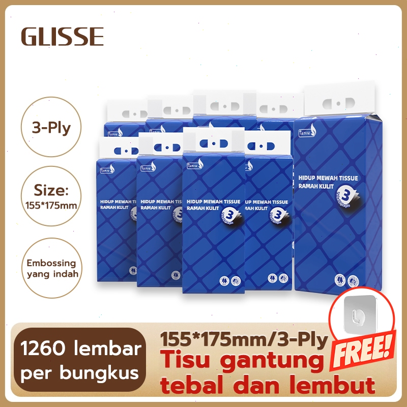 Glisse Promo Tisu 1260 Lembar 3Ply Tissue Gantung Serbaguna Tisu Toilet Tisu Dapur Tisu Murah
