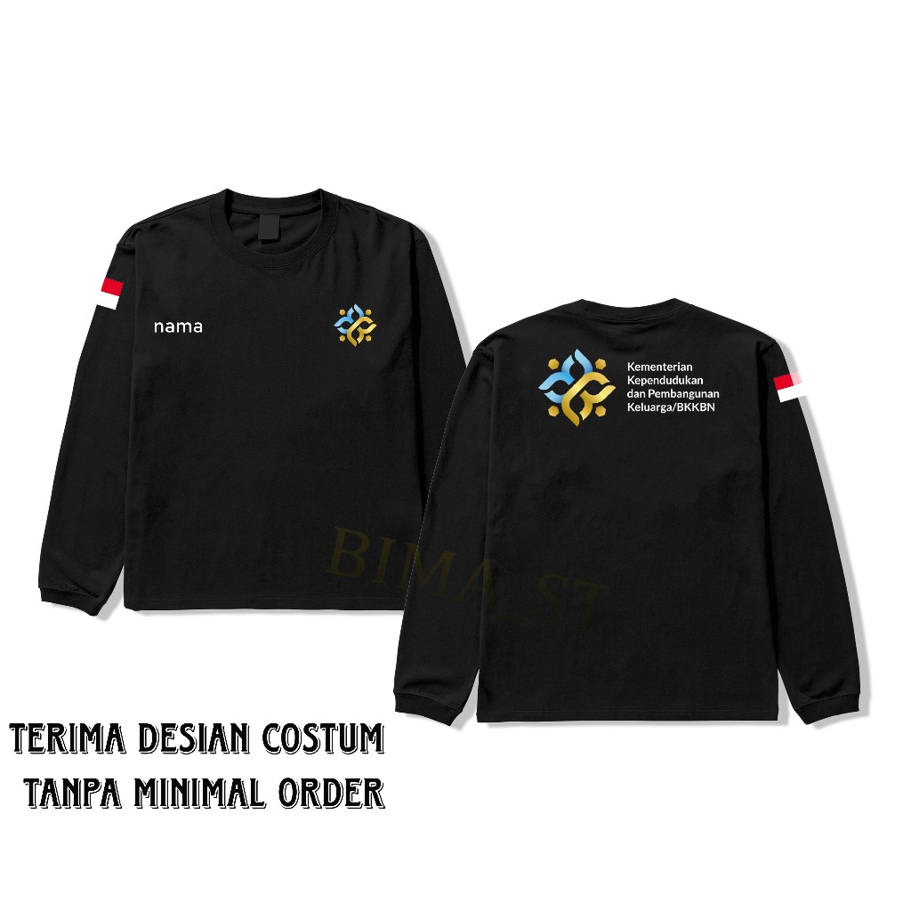 BAJU KAOS BKKBN KEMENDUKBANGGA TERBARU CUSTOM NAMA LENGAN PANJANG UNISEX