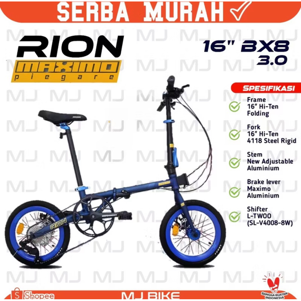 RION MAXIMO PIEGARE 16 INCH SPEED 8 SEPEDA LIPAT BX8
