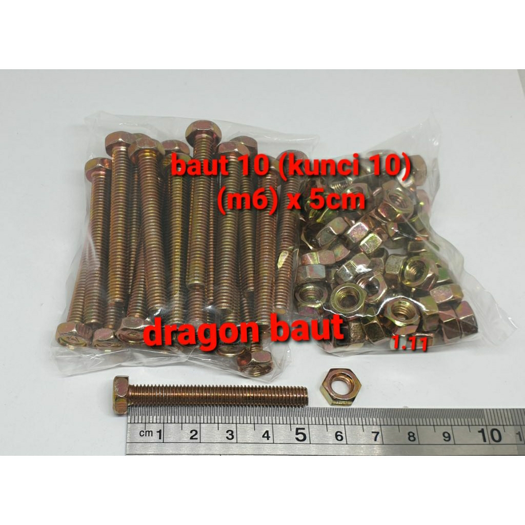(Paket 50set) Baut 10 (6mm) x 4,5cm + mur