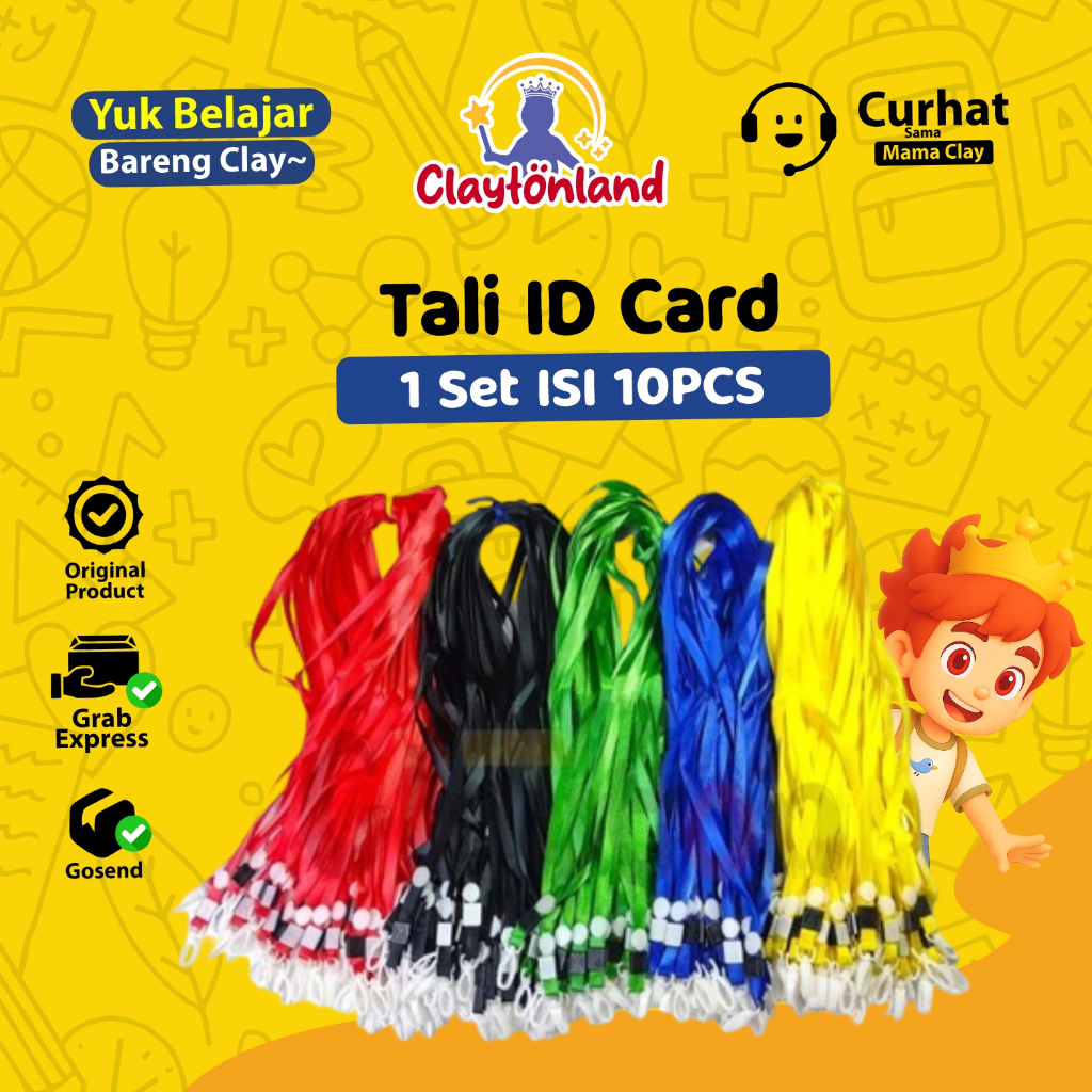 1 Set ISI 10PCS Tali ID Card Cantol Bahan Plastik Tali Gantung Lanyard Name Tag Plastik Cantol Kail 