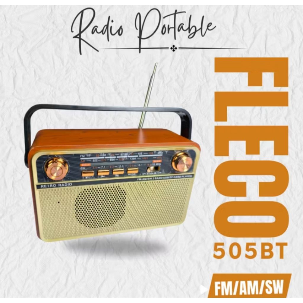 Radio Bluetooth Portabel Terbaru Fleco F-505T USB Kartu Memory Senter Radio Multifungsi