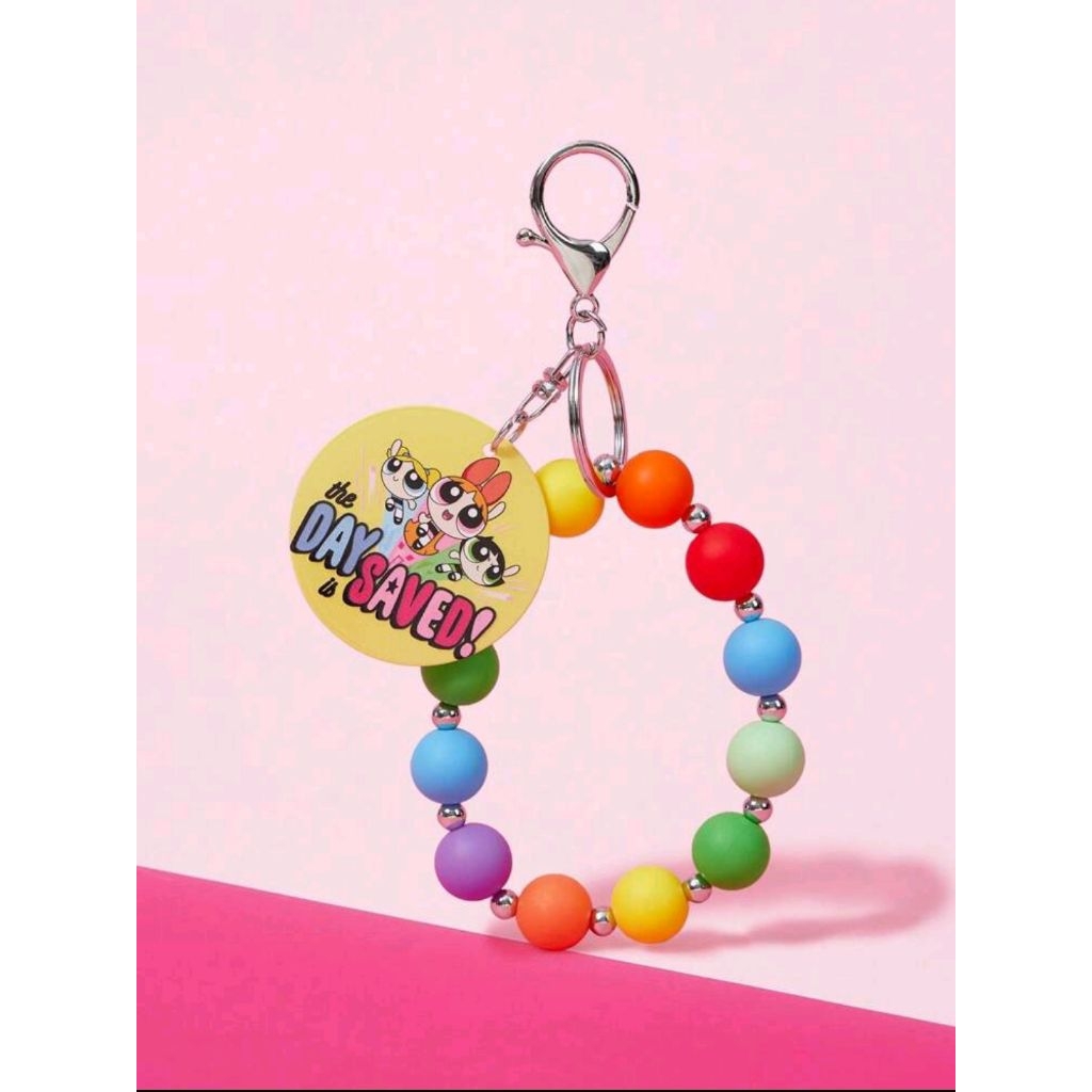 THE POWERPUFF GIRLS X SHEIN 1pc Colorful Silicone Beaded Bracelet, Blossom, Bubbles, Buttercup Patte
