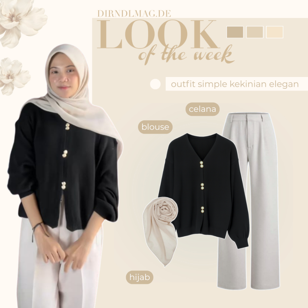 Oneset 3in1 OOTD Cewe Simple | Blouse + Celana Kulot + Kerudung | Outfit Hangout Kekinian - AM144N