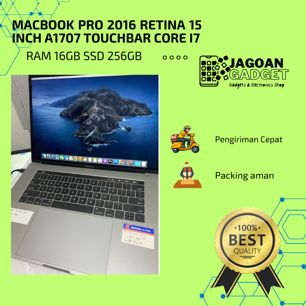 Macbook Pro 2016 Retina 15 inch A1707 Touchbar Core i7 Ram 16gb SSD 256gb Original Second Mulus | JA