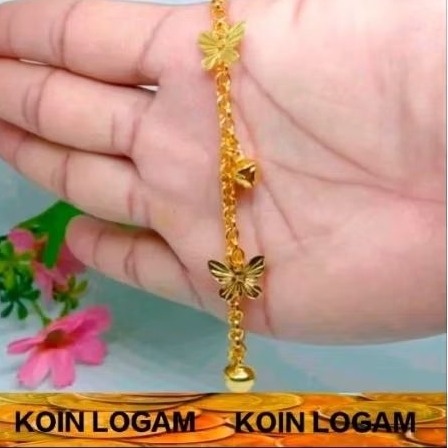 gelang tangan koin mewah dewasa lapis emas 24k bahan titanium