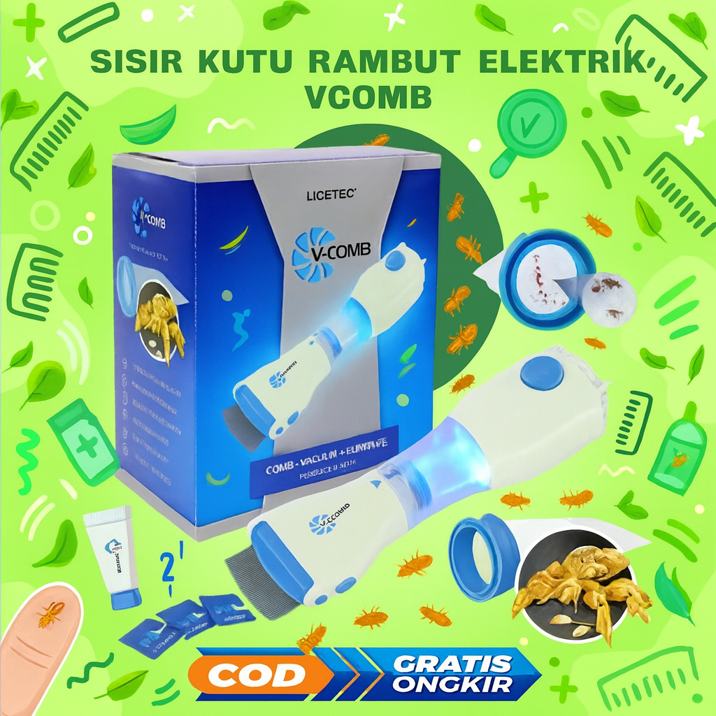 ORIGINAL V-COMB SERIT PENGHILANG SISIR KUTU ELEKTRIK SERIT RAMBUT VACUM VAKUM VCOMB