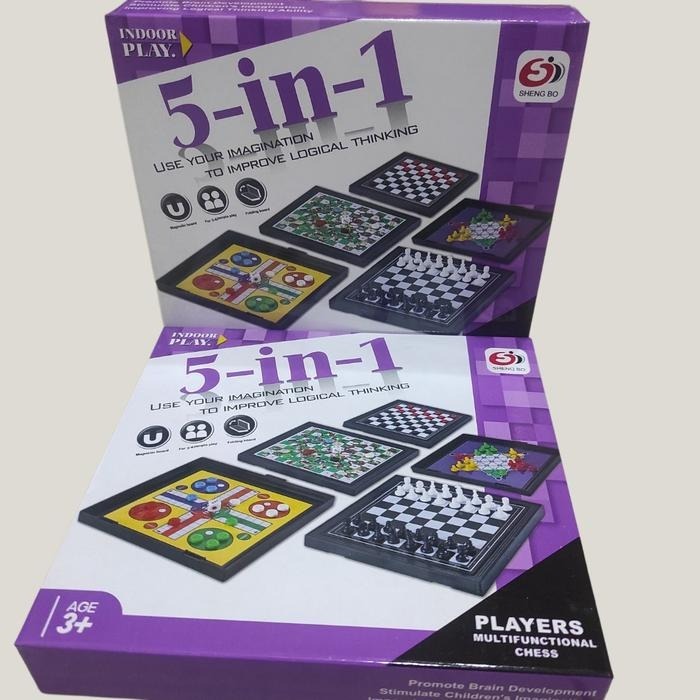 Mainan Ular Tangga Magnet Board Game Magnetic 4 in 1 dan 5 in 1 Catur Ludo Halma Anak Edukatif