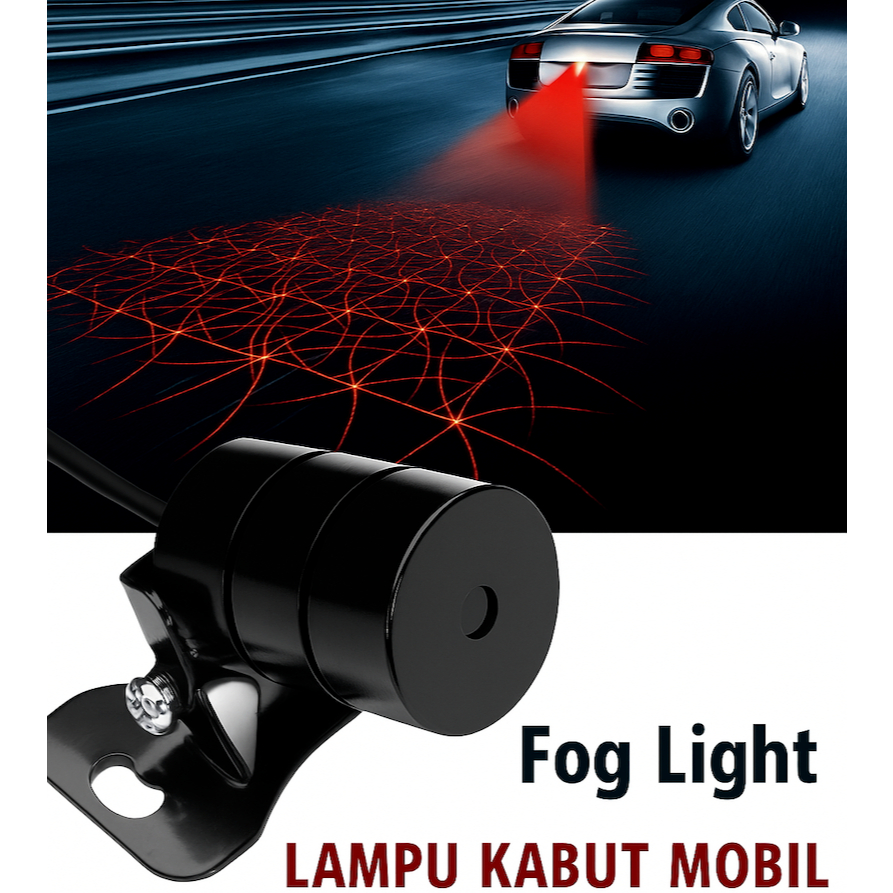 Lampu Laser Kabut Fog Light Belakang Mobil Keren Vignette Red Car Warning Leser