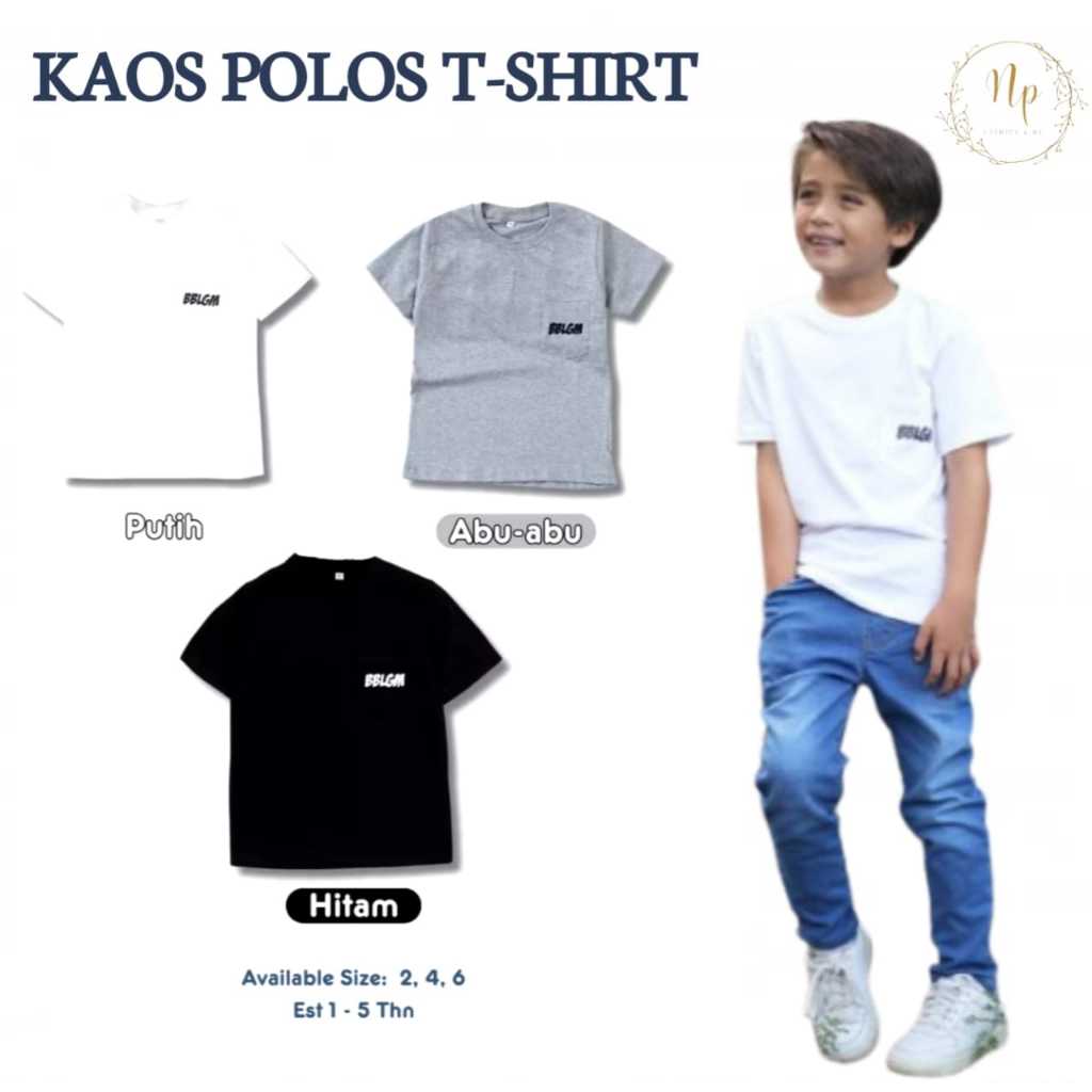 Kaos Polos Anak Laki-Laki  Kaos Atasan  Anak Laki-Laki Baju Anak Laki-Laki 1-5Tahun