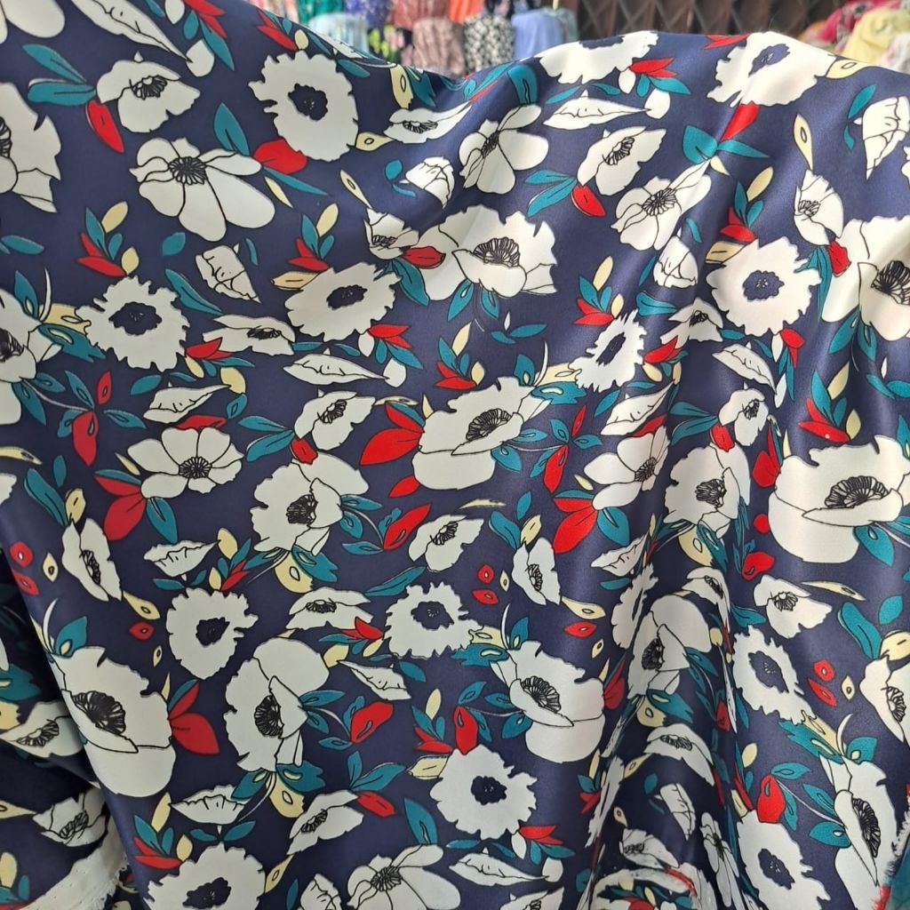 kain satin motif - kain satin baby silk premium - kain satin motif bunga - kain satin import - kain 