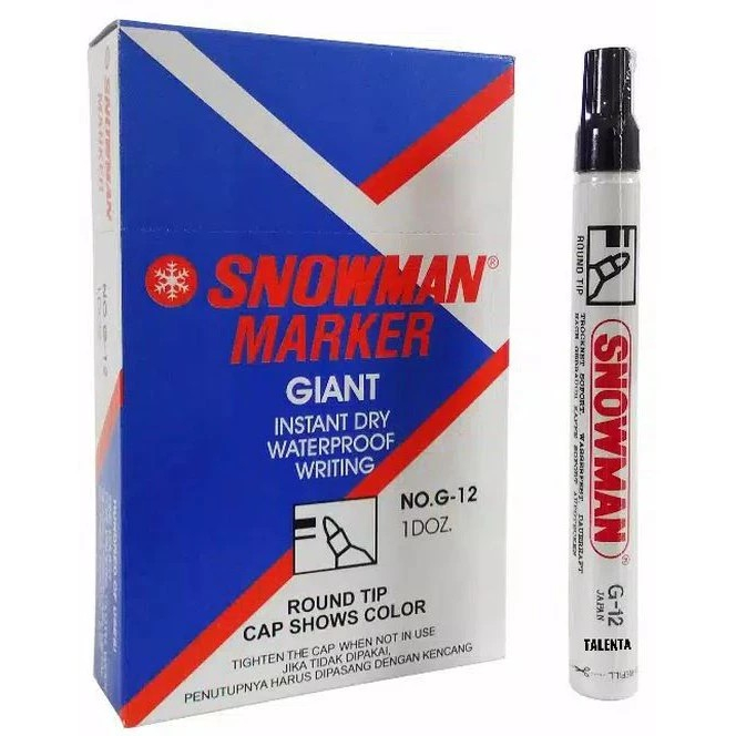 1 PCS SPIDOL PERMANEN SNOWMAN MARKER G 12 / SPIDOL WHITE BOARD MARKER BG 12
